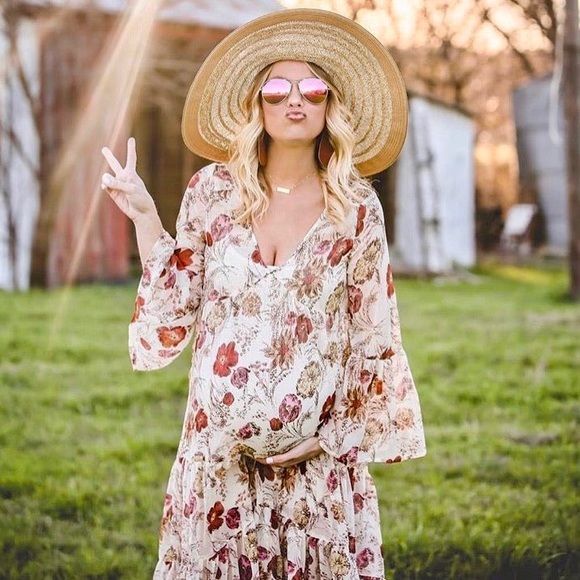 MOSSIMO IVORY FLORAL TIERED DRESS - Picture 12 of 13